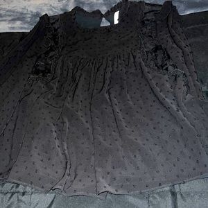 Zara black sheer blouse size medium sits at the hip not cropped worn 3 times